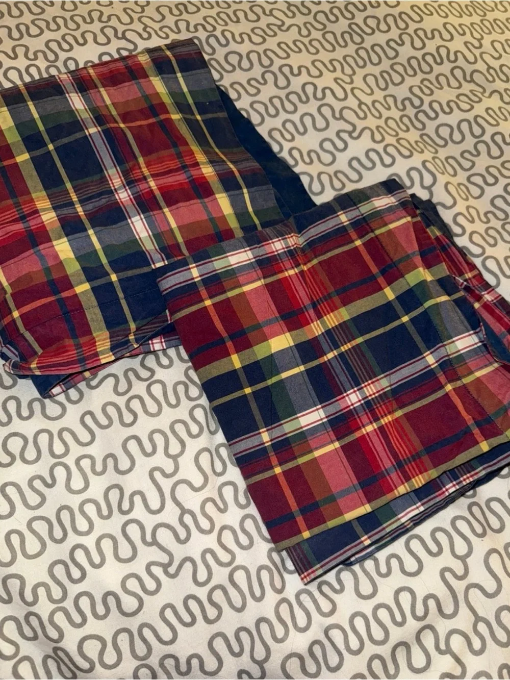 vintage Ralph Lauren plaid King pillow cases set of 2 - Red & Navy